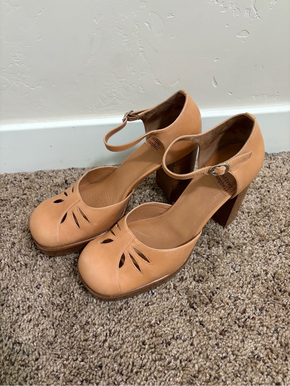 Jeffrey Campbell, Star Man Platform Retro MaryJane Pump, Tan Brown, Sz 9.5